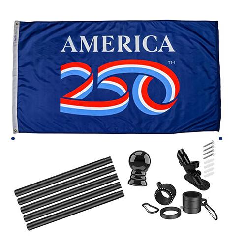 America 250 Flag with 6ft Flagpole Set | Freedom and Glory