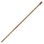 Wall Mounted Outrigger Flagpoles made of polished wood with a rounded finial top and metal attachment hooks for mounting.
