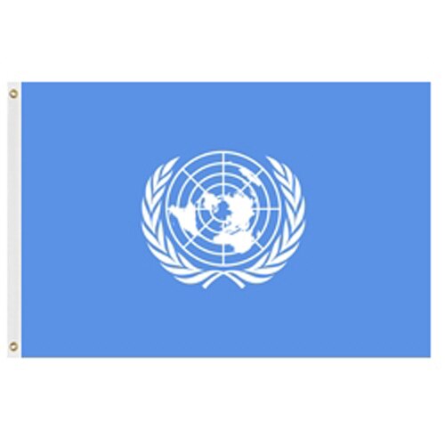 UN flag with emblem and map