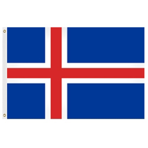 Iceland flag on blue background