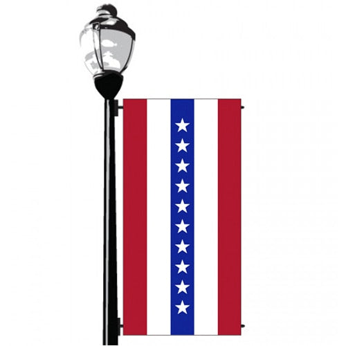 street lamp with flag banner
