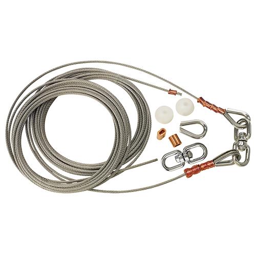 Flagpole Cable Kits For Excell™ Internal Halyard Flagpoles including metal cables, swivels, clips, and plastic components for assembly and replacement.