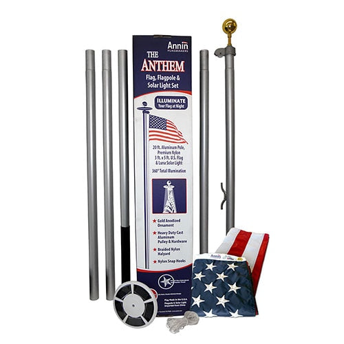 20' Aluminum Flagpole US Flag Set