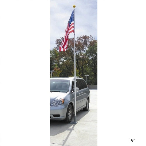 flag pole with American flag van