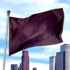 Dark solid colored flag made of nylon fabric waving on a flagpole above a city skyline, Solid Colored Flags - Premier Nylon