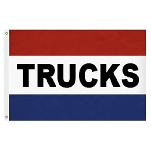 red white blue flag with Trucks