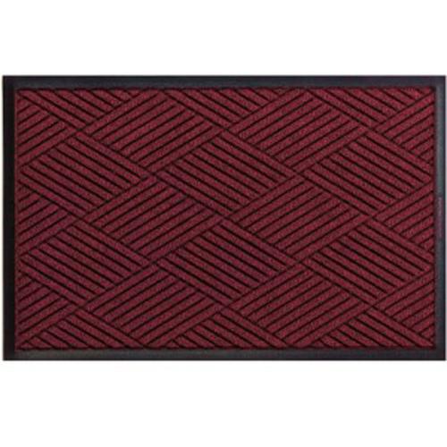 Waterhog Eco Premier Mats in deep red featuring a textured geometric pattern with a black border for indoor or outdoor use.