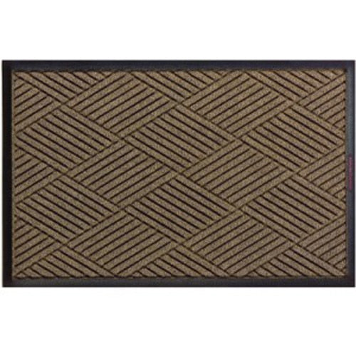 Waterhog Eco Premier Mats in khaki with a textured diamond pattern and durable black border for indoor or outdoor use.