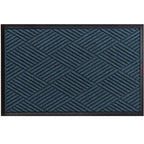 Rectangular dark blue and black entrance mat with diagonal striped geometric pattern, featuring Waterhog Eco Premier Mats branding.