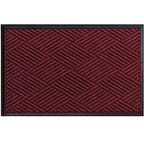 Waterhog Eco Premier Mats in deep red with a textured geometric pattern and black edging for durable indoor or outdoor use.