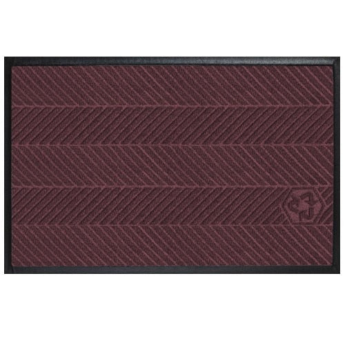 Waterhog Eco Elite Mats in maroon with textured striped pattern and black border designed for durable indoor or outdoor use.
