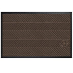 Brown textured floor mat with diagonal striped pattern and black border, designed for durability and cleanliness, Waterhog Eco Elite Mats.