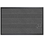 Waterhog Eco Elite Mats in dark gray with textured chevron pattern and black border designed for high durability and dirt trapping.