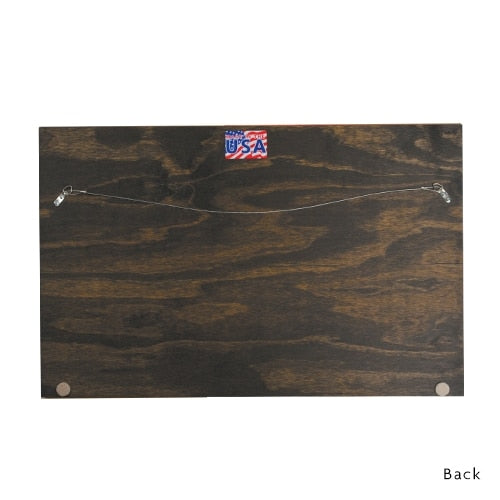 Back of wooden frame with hanger
