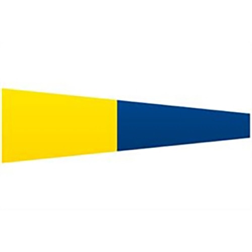 Nautical Signal Flags with a two-part design featuring a yellow left half and a dark blue right half in a tapered triangular shape.