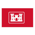 red flag with white castle icon