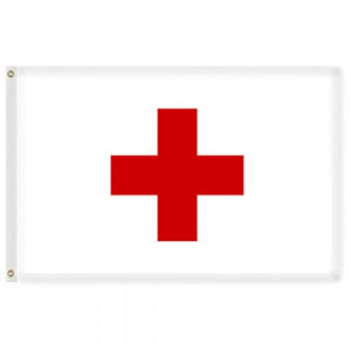 red cross flag on white background