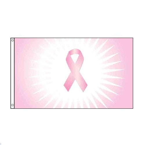 Pink ribbon awareness flag