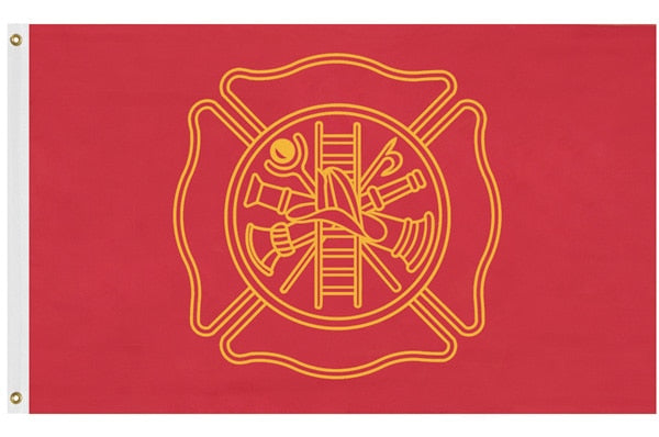 firefighter flag red background