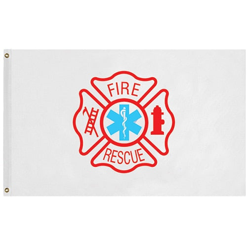fire rescue flag with logos