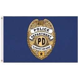 police department flag with badge