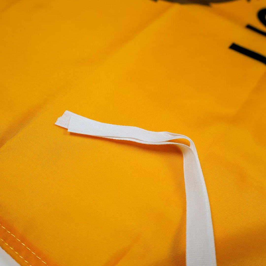 white tie straps sewn on flag