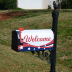 Welcome mailbox with stars and stri