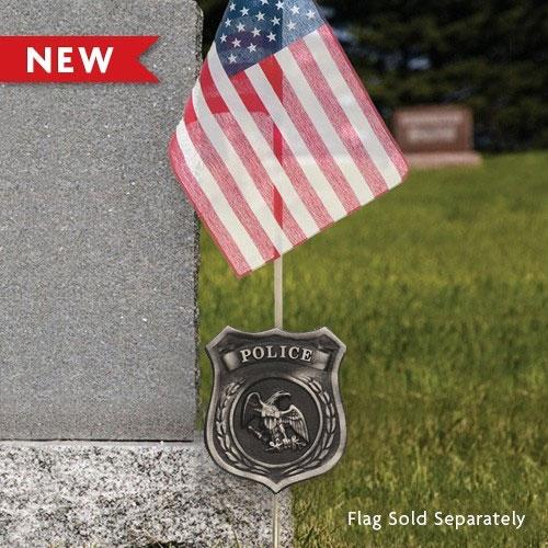 Police badge and American flag