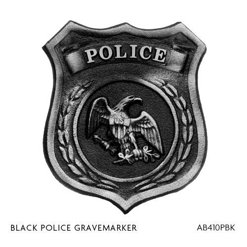 black police gravemarker shield