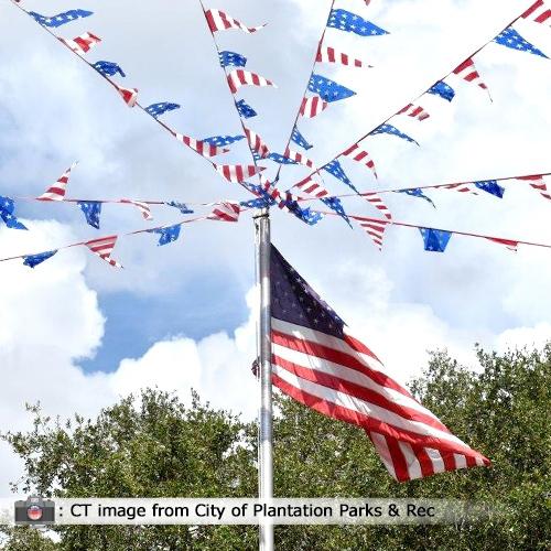 flag with patriotic bunting display