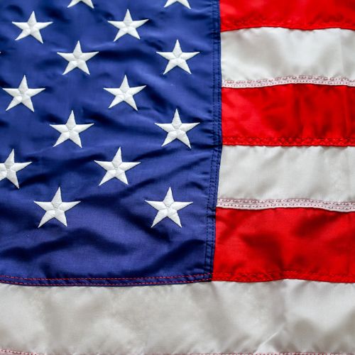 Close-up of Annin Signature American flag with embroidered stars and stitched stripes