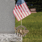 US flag and WWII memorial marker