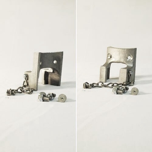 metal bracket with bolts and chain