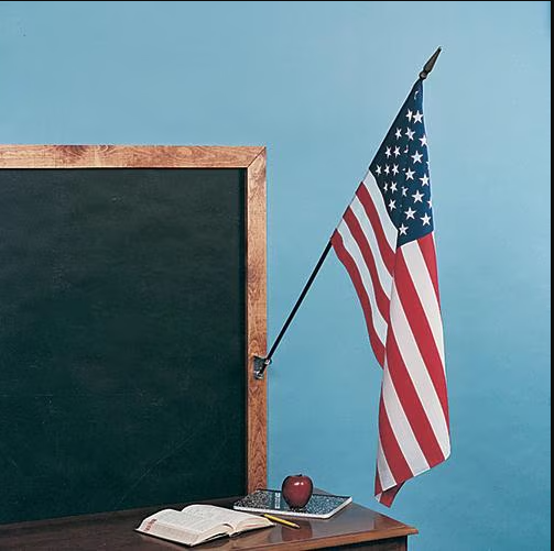 us flag next to chalkboard