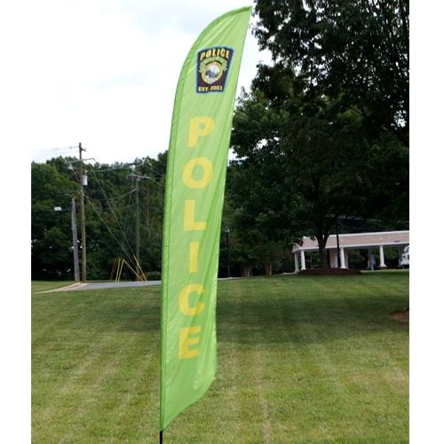 green police banner with logo