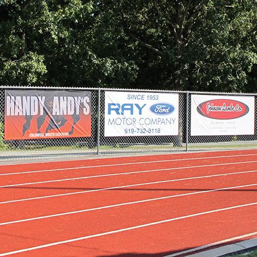 Advertising banners on a track
