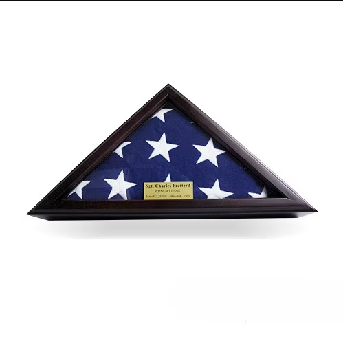 flag in frame honoring soldier