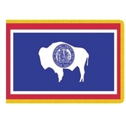 Wyoming state flag with bison silho