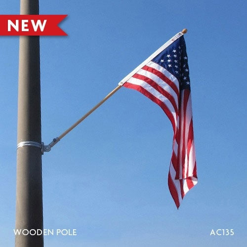 U.S Flag on Wooden Pole Set