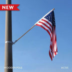 U.S Flag on Wooden Pole Set