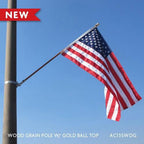 Wood Grain Pole with Gold Ball Top