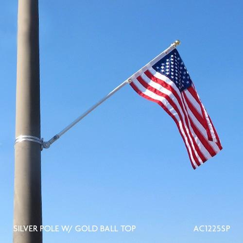 silver pole with flag and top