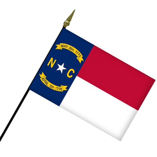 Mini NC Flag with Plastic Staff
