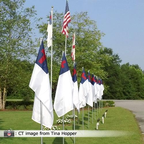 Christian Flag Display on Flagpole