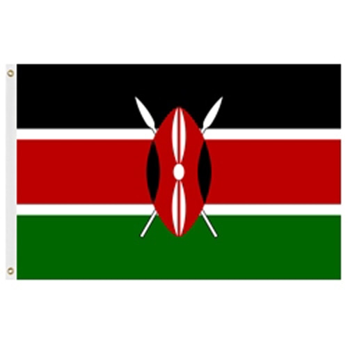 Kenya flag with shields and spears