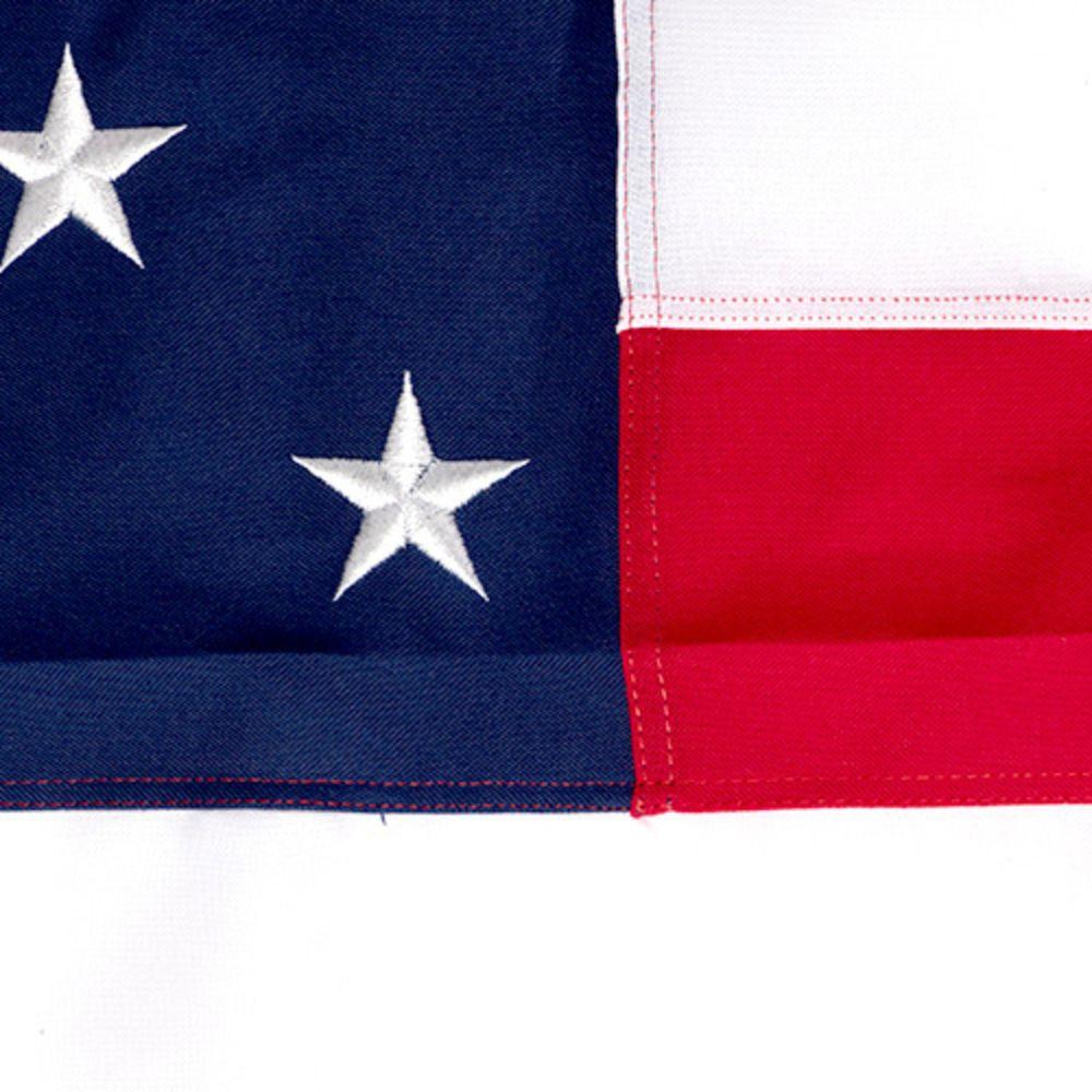 Detailed view of US flag stitch