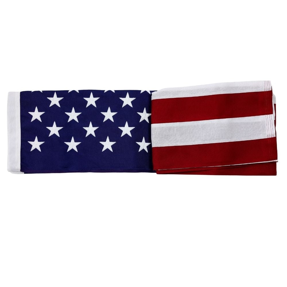 US flag folded with stars visible