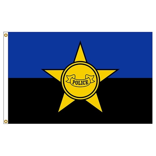 police flag blue black yellow star