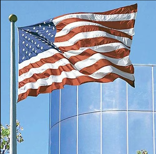 American flag flapping in wind