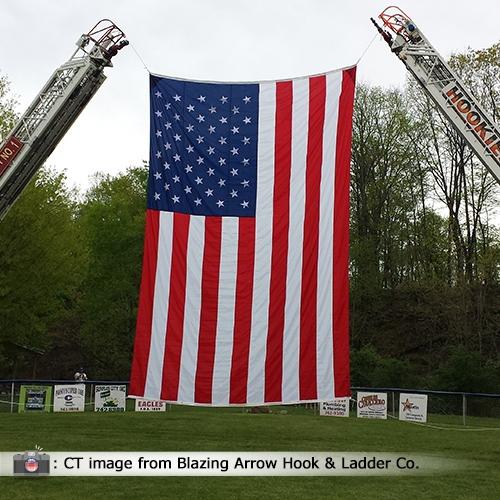 American fire truck flags